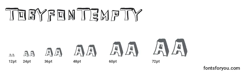 Размеры шрифта TobyfontEmpty