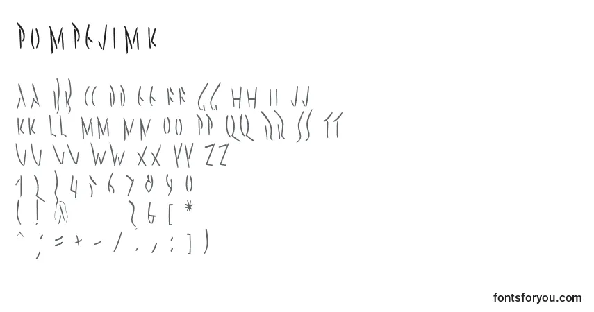 Pompejimk-fontti – aakkoset, numerot, erikoismerkit