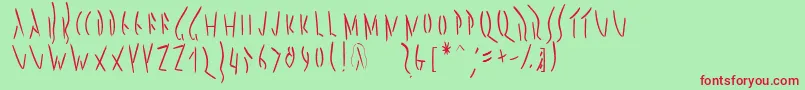 フォントPompejimk – 赤い文字の緑の背景