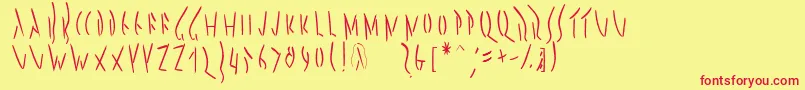 Pompejimk Font – Red Fonts on Yellow Background