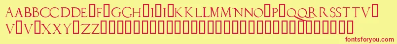 Duerlc-Schriftart – Rote Schriften auf gelbem Hintergrund