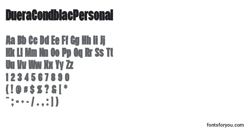 DueraCondblacPersonal-fontti – aakkoset, numerot, erikoismerkit