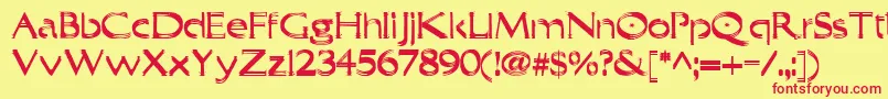 Trilayered-fontti – punaiset fontit keltaisella taustalla