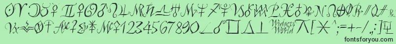 Astroscript-Schriftart – Schwarze Schriften auf grünem Hintergrund