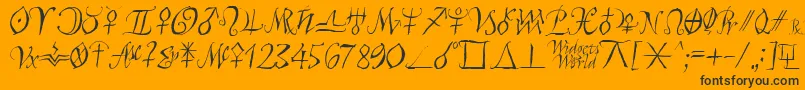 Astroscript-Schriftart – Schwarze Schriften auf orangefarbenem Hintergrund