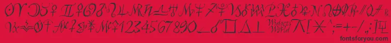 Astroscript-fontti – mustat fontit punaisella taustalla