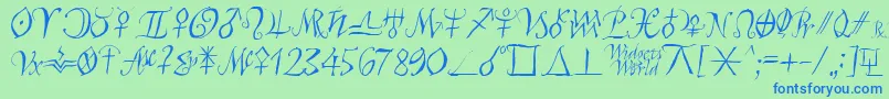 Astroscript Font – Blue Fonts on Green Background