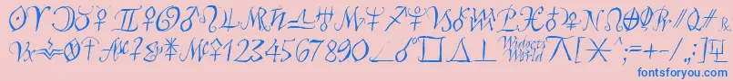 Astroscript-Schriftart – Blaue Schriften auf rosa Hintergrund