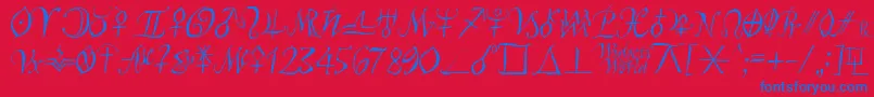 フォントAstroscript – 赤い背景に青い文字