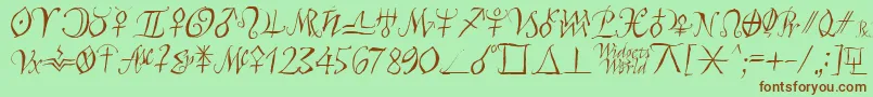 フォントAstroscript – 緑の背景に茶色のフォント