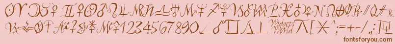 フォントAstroscript – ピンクの背景に茶色のフォント
