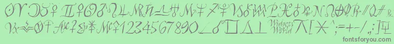 Astroscript-fontti – harmaat kirjasimet vihreällä taustalla