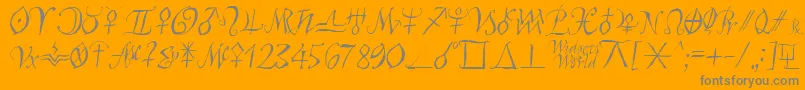 Astroscript-fontti – harmaat kirjasimet oranssilla taustalla