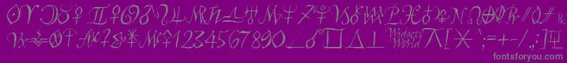フォントAstroscript – 紫の背景に灰色の文字