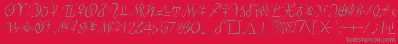 Astroscript-fontti – harmaat kirjasimet punaisella taustalla