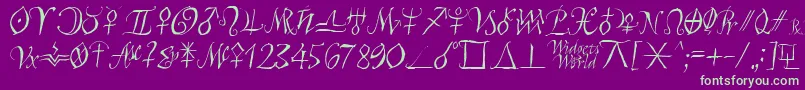 Astroscript-fontti – vihreät fontit violetilla taustalla