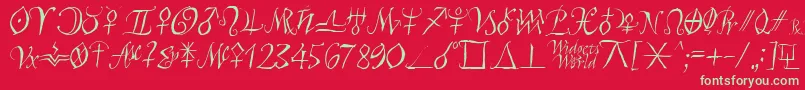Astroscript-Schriftart – Grüne Schriften auf rotem Hintergrund