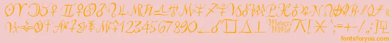 Fonte Astroscript – fontes laranjas em um fundo rosa