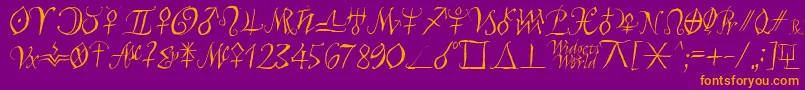 フォントAstroscript – 紫色の背景にオレンジのフォント
