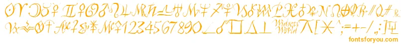 Astroscript-fontti – oranssit fontit valkoisella taustalla
