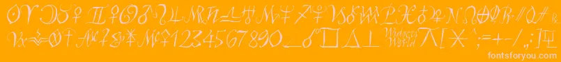 Astroscript-fontti – vaaleanpunaiset fontit oranssilla taustalla