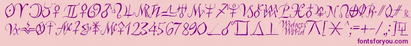 フォントAstroscript – ピンクの背景に紫のフォント
