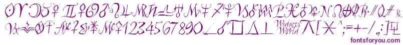 Astroscript-Schriftart – Violette Schriften auf weißem Hintergrund
