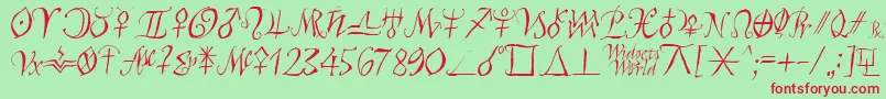 Astroscript-fontti – punaiset fontit vihreällä taustalla