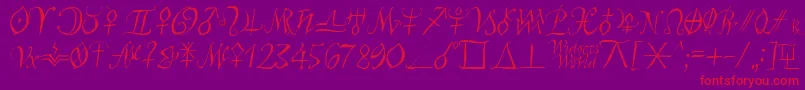 フォントAstroscript – 紫の背景に赤い文字