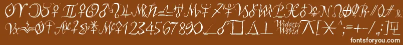 Astroscript-fontti – valkoiset fontit ruskealla taustalla