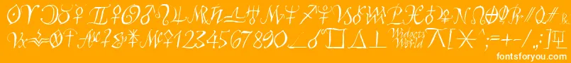 Astroscript-Schriftart – Weiße Schriften auf orangefarbenem Hintergrund