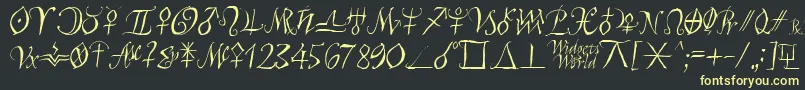 Astroscript-fontti – keltaiset fontit mustalla taustalla