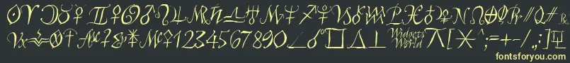 フォントAstroscript – 黒い背景に黄色の文字