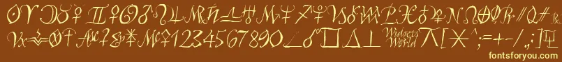 Astroscript-Schriftart – Gelbe Schriften auf braunem Hintergrund