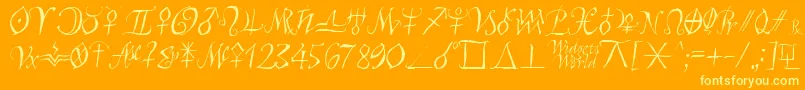 Czcionka Astroscript – żółte czcionki na pomarańczowym tle