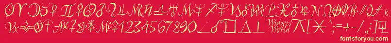 Astroscript-fontti – keltaiset fontit punaisella taustalla