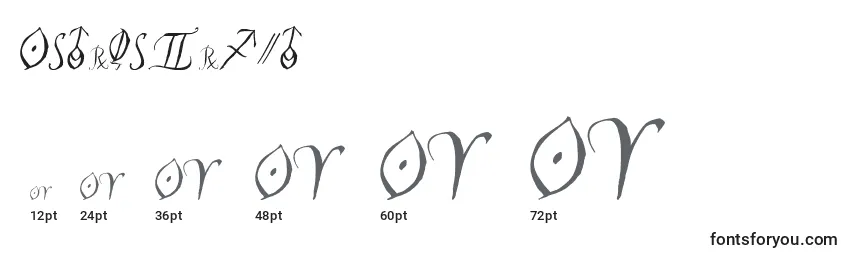 Größen der Schriftart Astroscript