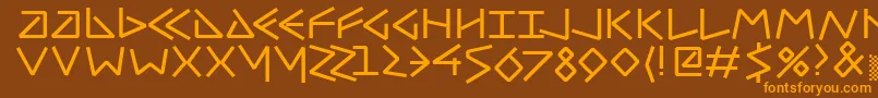 Uncialhundred-Schriftart – Orangefarbene Schriften auf braunem Hintergrund