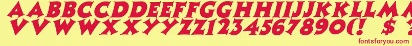 Czcionka ZaleskiItalic – czerwone czcionki na żółtym tle