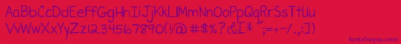 DjbMissLiz Font – Purple Fonts on Red Background