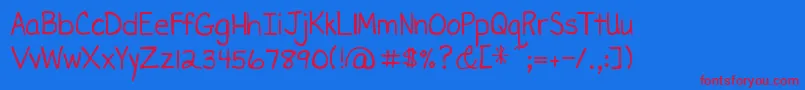 Fonte DjbMissLiz – fontes vermelhas em um fundo azul