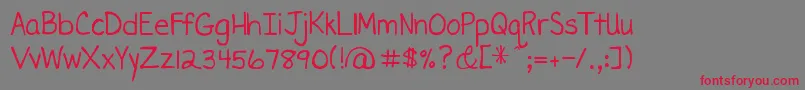 フォントDjbMissLiz – 赤い文字の灰色の背景