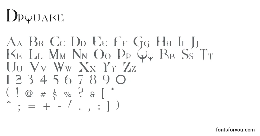 Schriftart Dpquake – Alphabet, Zahlen, spezielle Symbole