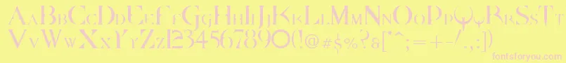 Dpquake-Schriftart – Rosa Schriften auf gelbem Hintergrund