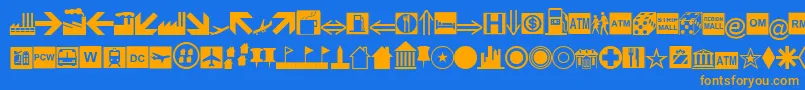 EsriBusiness-Schriftart – Orangefarbene Schriften auf blauem Hintergrund