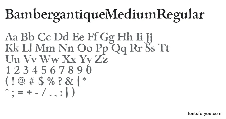 Czcionka BambergantiqueMediumRegular – alfabet, cyfry, specjalne znaki
