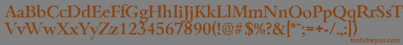 フォントBambergantiqueMediumRegular – 茶色の文字が灰色の背景にあります。