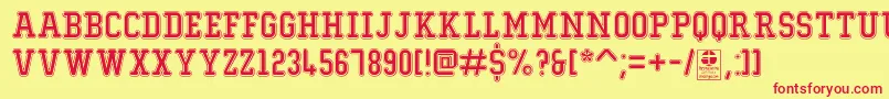 TypoCollegeOutlineDemo Font – Red Fonts on Yellow Background