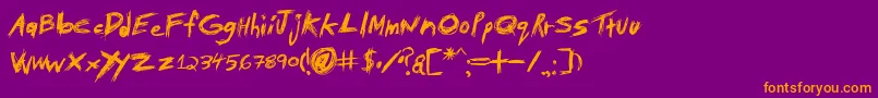 Weitere Informationen zur TibetanBeefgardenAoe-Schriftart TibetanBeefgardenAoe-Schriftart – Orangefarbene Schriften auf violettem Hintergrund