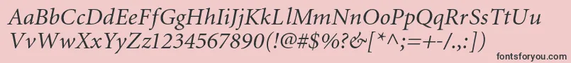 フォントMiniaturecItalic – ピンクの背景に黒い文字